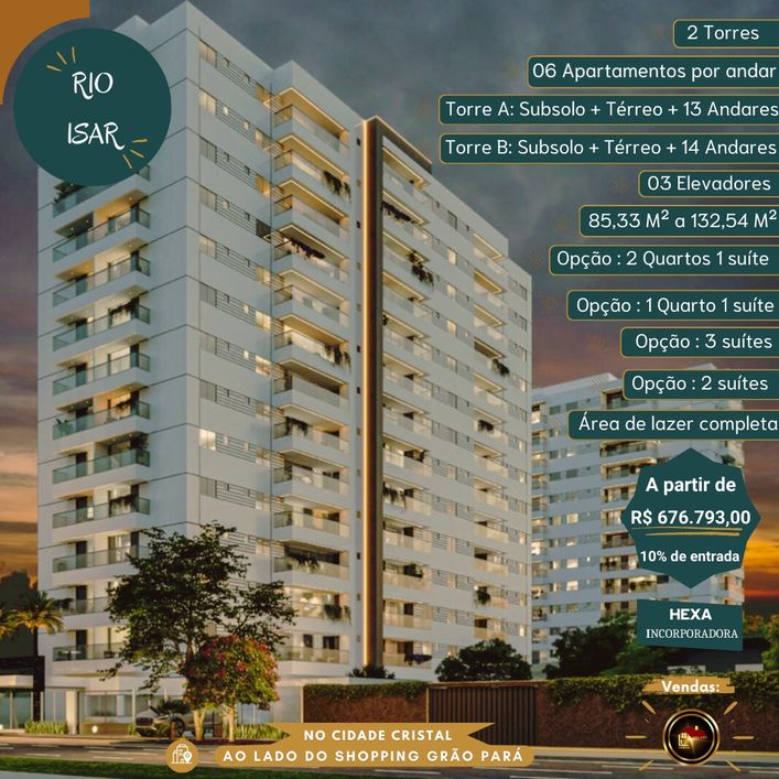Apartamento para venda no ⚜️Rio Isar⚜️(previsão de entrega 2027)