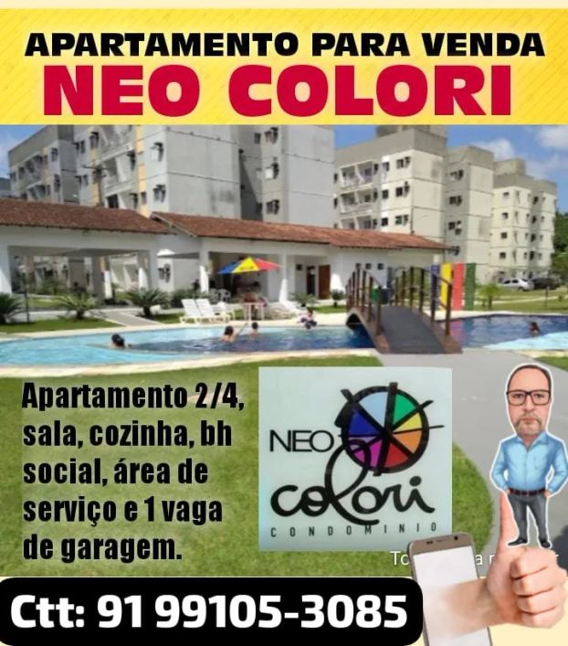 Apartamento para venda possui 58 m² com 2 quartos, sendo 1 suíte em Coqueiro - Belém - PA