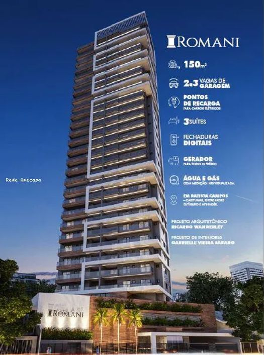 Apartamento para Venda em Belém, BATISTA CAMPOS, 3 dormitórios, 3 suítes, 3 banheiros, 2 vagas