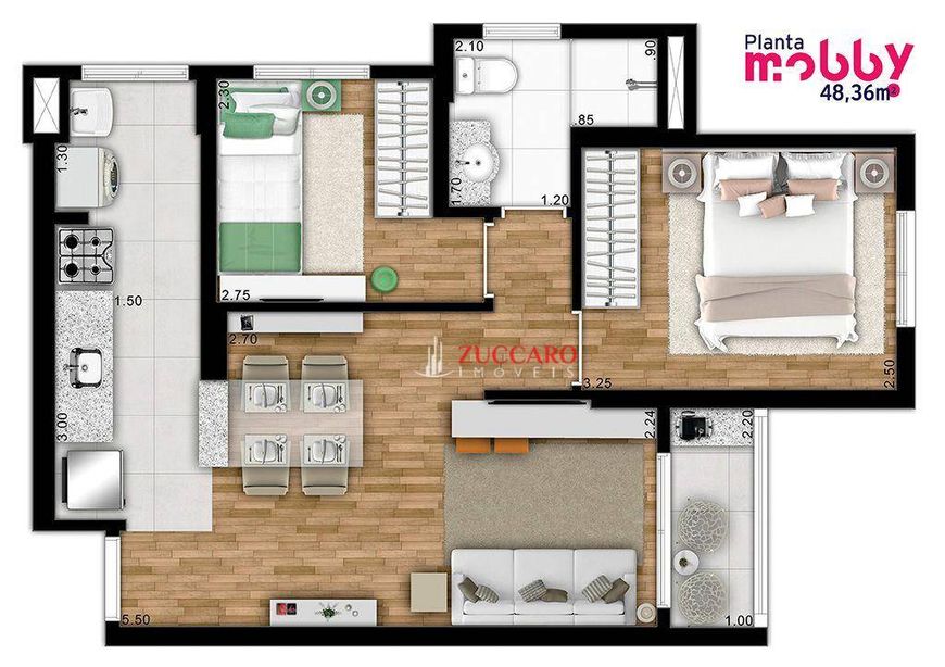 Apartamento com 2 dormitórios à venda, 48 m² por R$ 352.145,25 - Vila Galvão - Guarulhos/SP